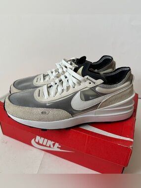 Nike Mens Waffle One Gray Tan White Suede Mesh Sneaker Size 9 Walking Basketball